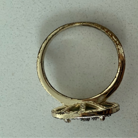 Kendra Scott Ella Platinum Drusy Gold Tone Ring Size 8 - Picture 5 of 6